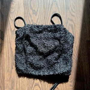 Tufted Lace-Up Crop Top